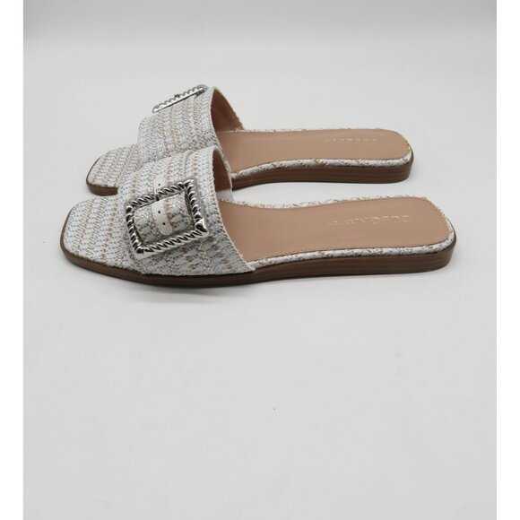 Bcbgeneration White Silver Woven Slide Sandals With Buckle 10M NEW - Picture 5 of 8